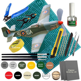 MODEL samolotu MUSTANG P-51 III Zestaw: mata, farby, klej, narzędzia
