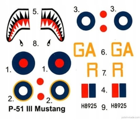 MODEL samolotu do sklejania MUSTANG P-51 III Plastyk Skala 1:72