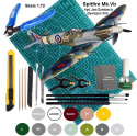 MODEL samolotu do sklejania SPITFIRE Mk.Vb + mata, farby, narzędzia