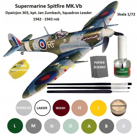 MODEL samolotu do sklejania SPITFIRE Mk.Vb + farby, narzędzia MODEL samolotu do sklejania SPITFIRE Mk.Vb + farby, narzędzia