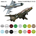 ZESTAW 2 MODELI samolotów MiG-21 + SU-22 + pokład, farby, lakier, wash