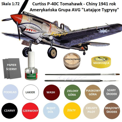MODEL SAMOLOTU do sklejania Curtiss P-40B Tomahawk Academy Skala 1:72 MODEL SAMOLOTU do sklejania Curtiss P-40B Tomahawk Academy Skala 1:72
