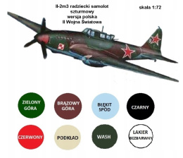 MODEL samolotu IŁ-2 m3, polska wersja Zestaw: farby, lakier