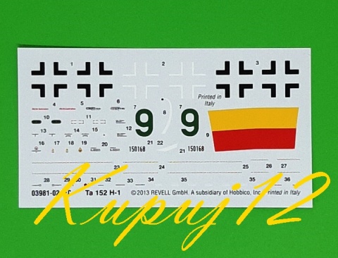 Model do sklejania samolot Focke Wulf Ta 152 H-1+ podkład, lakier, wash, farby
