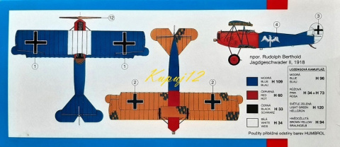 Model samolotu do sklejania FOKKER D-VII + podkład, farby, lakier