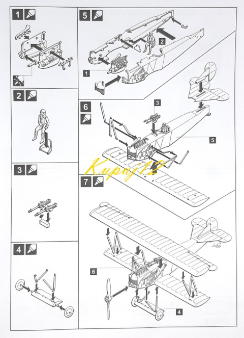 Model samolotu do sklejania FOKKER D-VII + podkład, farby, lakier