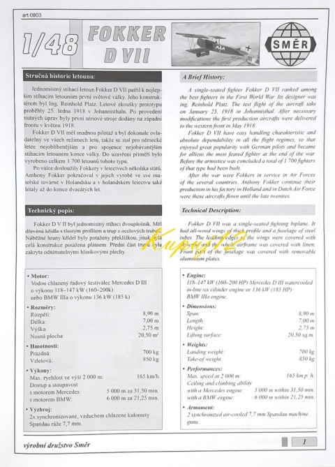 Model samolotu do sklejania FOKKER D-VII + podkład, farby, lakier