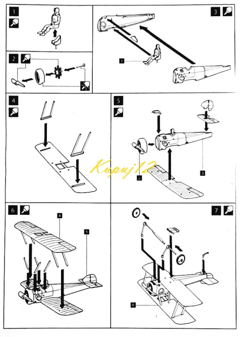 Plastikowy Model Samolotu SOPWITH F1 CAMEL +podkład, farby, wash, lakier