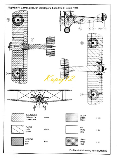 Plastikowy Model Samolotu SOPWITH F1 CAMEL +podkład, farby, wash, lakier