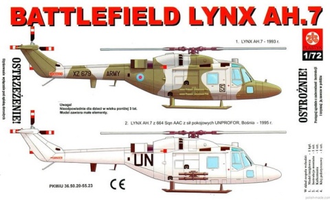MODEL śmigłowca, helikoptera do sklejania BATTLEFIELD LYNX AH.7 + podkład, farby. lakier, wash. Zestaw początkującego modelarza.