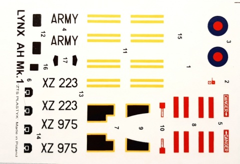 PLASTIKOWY model HELIKOPTERA ARMY LYNX AH1/Mk.1 Plastyk 1:72