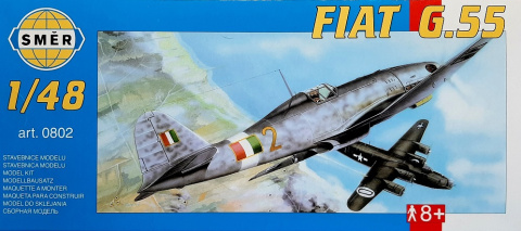 Plastikowy Model samolotu Fiat G.55 + podkład, farbki, lakier, wash, klej, pędzelki, papier ścierny, taśma do maskowania Plastikowy Model samolotu Fiat G.55 + podkład, farbki, lakier, wash, klej, pędzelki, papier ścierny, taśma do maskowania
