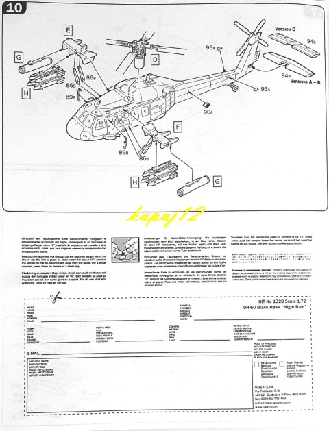 PLASTIKWY MODEL śmigłowc helikopter UH-60 Black Hawk "Night Raid" podkład, farby do modeli, lakier... ZESTAW STARTOWY MODELARZA