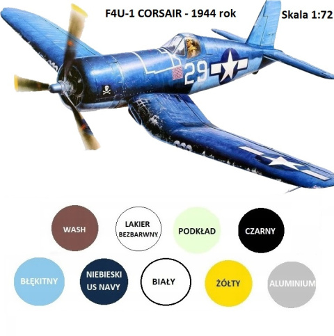 MODEL do sklejania F4U-1 Corsair, samolot lotnictwa marynarki wojennej USA, podkład, farby..... ZESTAW STARTOWY MODEL do sklejania F4U-1 Corsair, samolot lotnictwa marynarki wojennej USA, podkład, farby..... ZESTAW STARTOWY