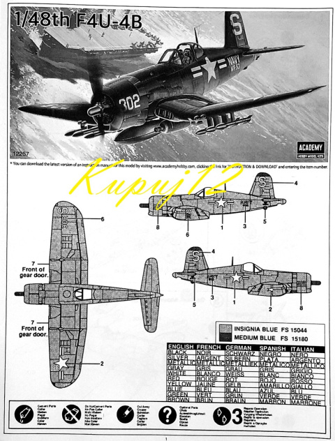 MODEL samolotu do sklejania Corsair F4U-4B Korean War Academy Skala 1:48