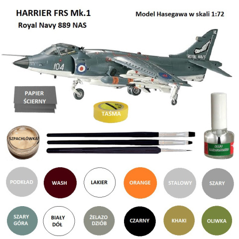MODEL plastikowego samolotu do sklejania Sea Harrier FRS Mk1. Zestaw - klej, podkład , farby akrylowe do modeli, pędzle ..... MODEL plastikowego samolotu do sklejania Sea Harrier FRS Mk1. Zestaw - klej, podkład , farby akrylowe do modeli, pędzle .....