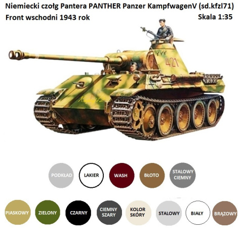 MODEL czołg do sklejania Pantera Panzer PANTHER A + farby akrylowe do plastikowych modeli, podkład do plastiku, wash, lakier.. MODEL czołg do sklejania Pantera Panzer PANTHER A + farby akrylowe do plastikowych modeli, podkład do plastiku, wash, lakier..