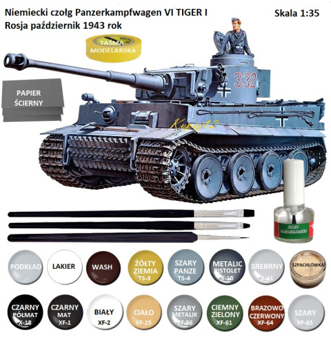 Model do sklejania czołg do sklejania Panzerkampfwagen VI Tiger I, Tygrys I , skala 1:35 + klej, pędzel x3, farby, podkład... Model do sklejania czołg do sklejania Panzerkampfwagen VI Tiger I, Tygrys I , skala 1:35 + klej, pędzel x3, farby, podkład...