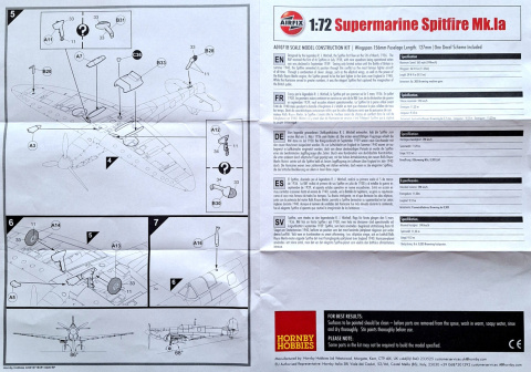 PLASTIKOWY MODEL samolotu do sklejania Spitfire Mk.Ia + klej, podkład, farby akrylowe matowe do modeli, podkład do farb... PLASTIKOWY MODEL samolotu do sklejania Spitfire Mk.Ia + klej, podkład, farby akrylowe matowe do modeli, podkład do farb...