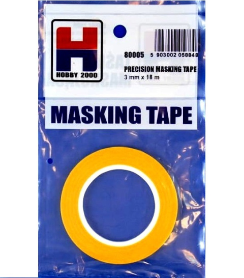 Taśma maskująca modelarska papierowa do odcinania kolorów, masking tape Hobby 2000 80005 3 mm