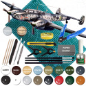 MODEL niemieckiego samolotu do sklejania Bf 110 C Zerstorer + mata modelarska A3, klej, pędzle, podkład, farby, lakier..