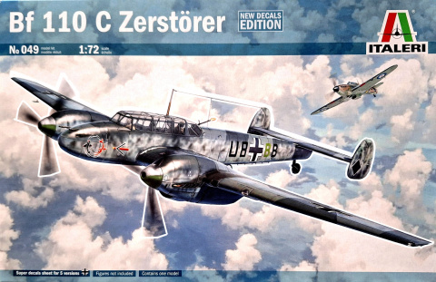 MODEL niemieckiego samolotu do sklejania Bf 110 C Zerstorer + mata modelarska A3, klej, pędzle, podkład, farby, lakier..