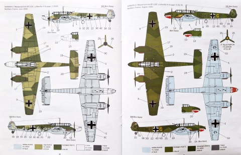 MODEL niemieckiego samolotu do sklejania Bf 110 C Zerstorer + mata modelarska A3, klej, pędzle, podkład, farby, lakier..