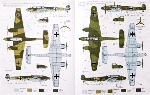 MODEL niemieckiego samolotu do sklejania Bf 110 C Zerstorer + mata modelarska A3, klej, pędzle, podkład, farby, lakier..