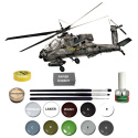 AH-64A APACHE Amerykański szturmowy śmigłowiec Model do sklejania+farby, lakier, klej, pędzle