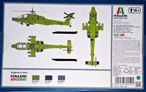 AH-64A APACHE Amerykański szturmowy śmigłowiec Model do sklejania+farby, lakier, klej, pędzle