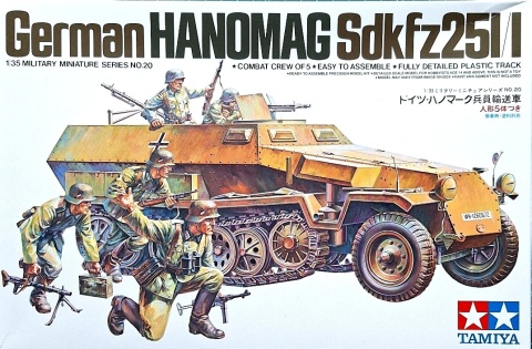 NIEMIECKI transporter opancerzony Hanomag Sdk.Fz.251 + 3 pędzle, klej, farby, podkład, lakier, skala 1:35