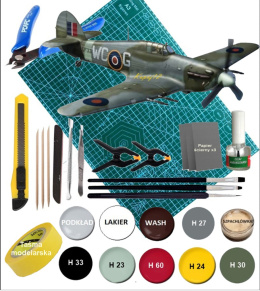 MODEL samolot do sklejania Hawker Hurricane MK.II C+Mata ,farby, klej, narzędzia