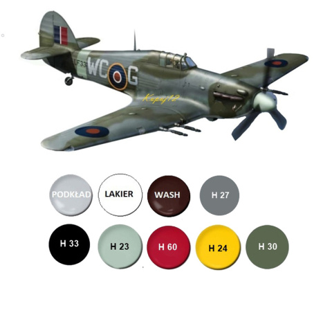 MODEL samolot do sklejania Hawker Hurricane MK.II C+ podkład, farby, lakier, wash MODEL samolot do sklejania Hawker Hurricane MK.II C+ podkład, farby, lakier, wash