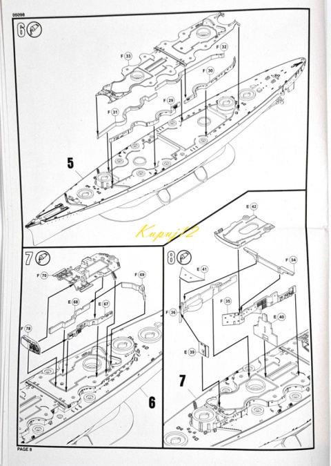 OKRĘT, niemiecki pancernik , Bismarck skala 1:700+ zestaw farb modelarskich z fabą podkładową....