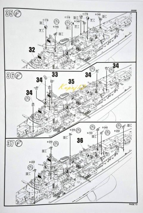 OKRĘT, niemiecki pancernik , Bismarck skala 1:700+ zestaw farb modelarskich z fabą podkładową....