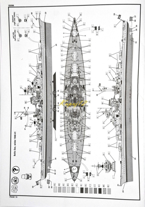 OKRĘT, niemiecki pancernik , Bismarck skala 1:700+ zestaw farb modelarskich z fabą podkładową....