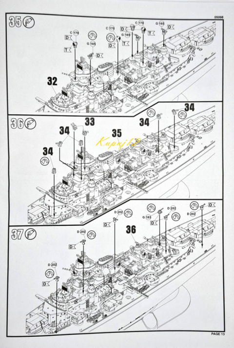 OKRĘT, niemiecki pancernik , Bismarck skala 1:700+ zestaw farb modelarskich z fabą podkładową....