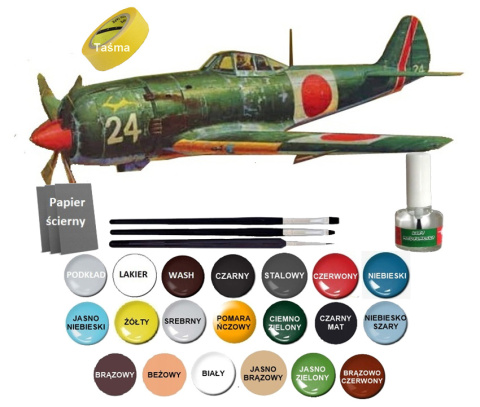 NAKAJIMA KI84 IA HAYATE plastikowy model do sklejania samolotu+ farby, lakier