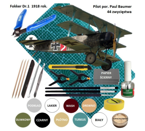 MODEL samolotu do sklejania skala 1:44 Fokker Dr.1 Smer 0805