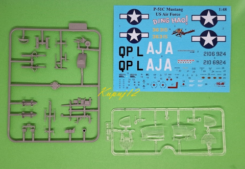 MODEL samolot do sklejania Mustang P-51C+ podkład, farby,lakier