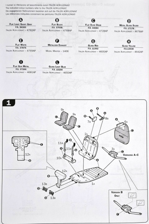 MODEL amerykańskiego śmigłowca AH-6 Night Fox Italeri Skala 1:72 + farby