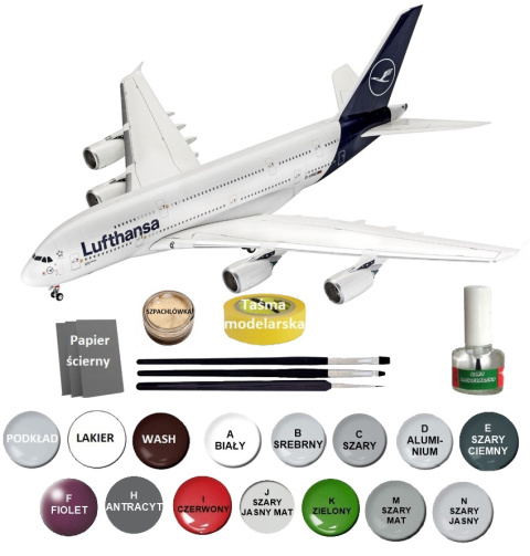AIRBUS A380-800 New Livery duży plastikowy model samolotu pasażerskiego Lufthansa Revell skala 1:144 AIRBUS A380-800 New Livery duży plastikowy model samolotu pasażerskiego Lufthansa Revell skala 1:144