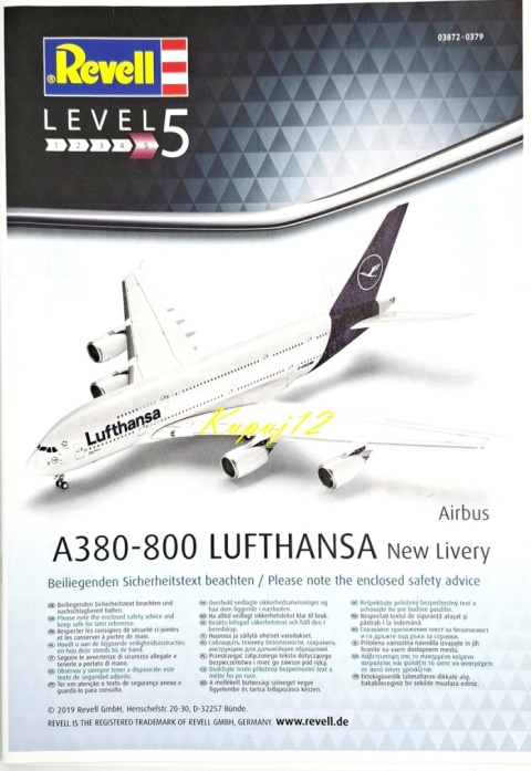 AIRBUS A380-800 New Livery duży plastikowy model samolotu pasażerskiego Lufthansa Revell skala 1:144 AIRBUS A380-800 New Livery duży plastikowy model samolotu pasażerskiego Lufthansa Revell skala 1:144