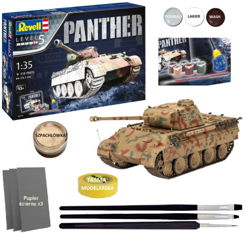 Model Czołgu Pantera Panther zestaw z farbami klejem Revell + dużo dodatków Model Czołgu Pantera Panther zestaw z farbami klejem Revell + dużo dodatków