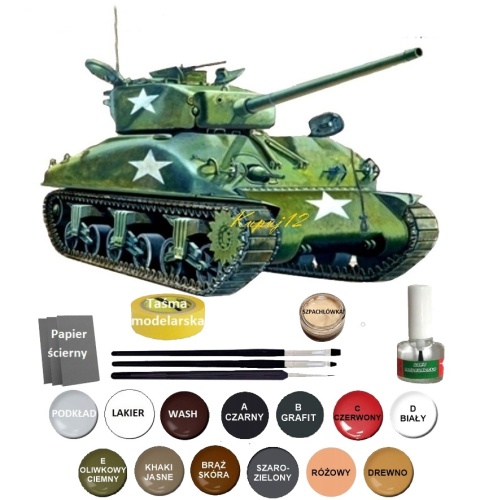 MODEL amerykańskiego czołgu Sherman M4A1 Italeri Skala 1:35 MODEL amerykańskiego czołgu Sherman M4A1 Italeri Skala 1:35
