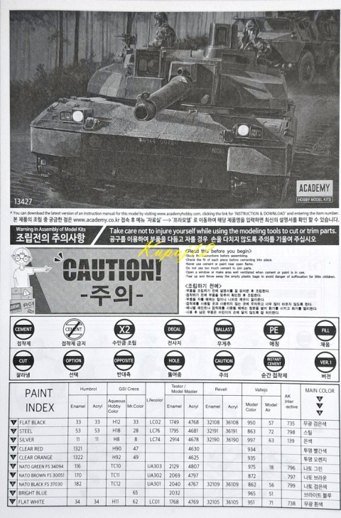 MODEL francuskiego czołgu do sklejania Char Leclerc Academy Skala 1:72