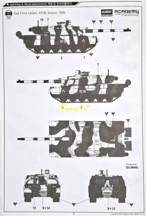 MODEL francuskiego czołgu do sklejania Char Leclerc Academy Skala 1:72