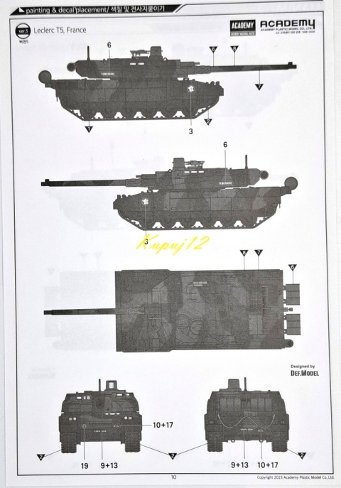 MODEL francuskiego czołgu do sklejania Char Leclerc Academy Skala 1:72