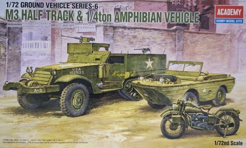MODEL transporter amfibia, motor M3 Half Track & 14 ton Amphibion Vehicle Academy Skala 1:72 MODEL transporter amfibia, motor M3 Half Track & 14 ton Amphibion Vehicle Academy Skala 1:72