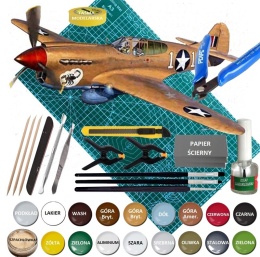 MODEL do sklejania samolot Curtiss P-40K Kittyhawk Skala 1:72 + farby, klej, pędzlej, mata..